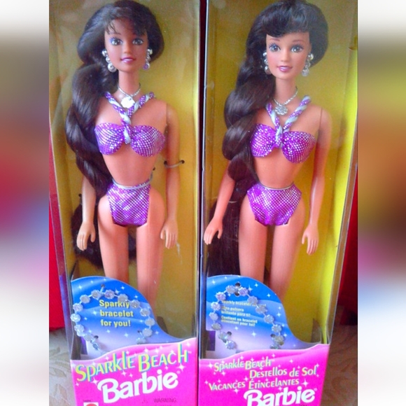 1995 Sparkle Beach Teresa 90s Purple Swimsuit Barbie Doll - Picture 5 of 10